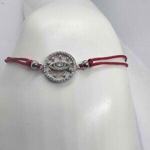 Sterling Silver 925 Evil Eye Design With Red String Bracelet